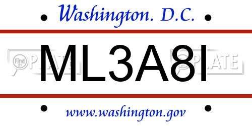 ML3A8I District Of Columbia License Plate