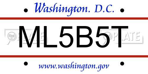 ML5B5T District Of Columbia License Plate