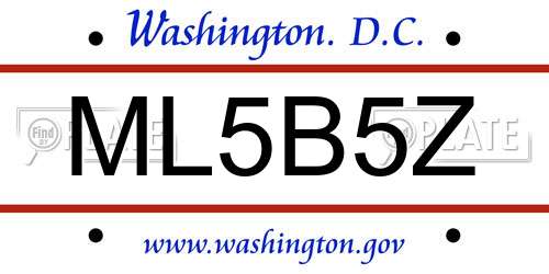 ML5B5Z District Of Columbia License Plate