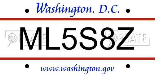 ML5S8Z District Of Columbia License Plate