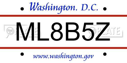 ML8B5Z District Of Columbia License Plate