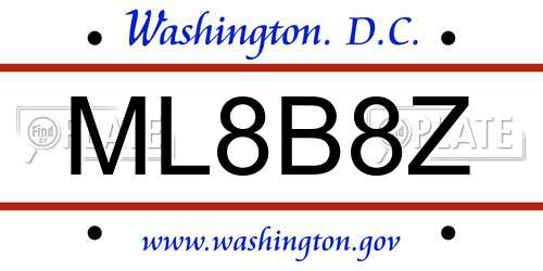 ML8B8Z District Of Columbia License Plate