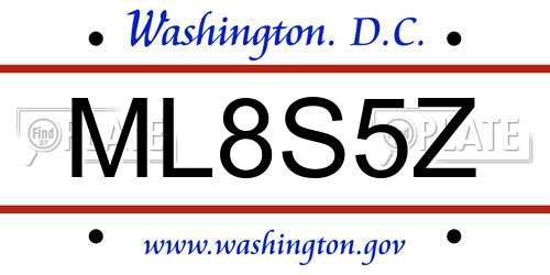 ML8S5Z District Of Columbia License Plate