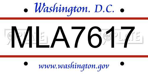 MLA7617 District Of Columbia License Plate