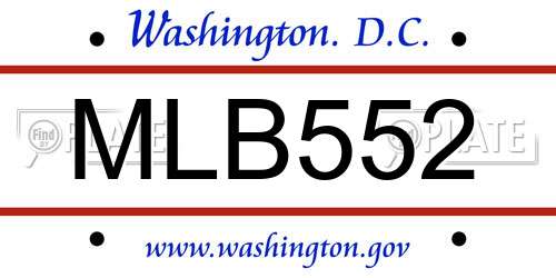 MLB552 District Of Columbia License Plate