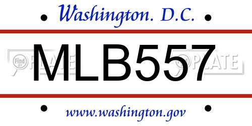 MLB557 District Of Columbia License Plate