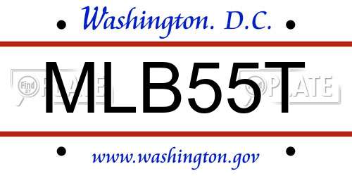 MLB55T District Of Columbia License Plate