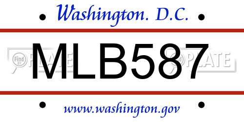 MLB587 District Of Columbia License Plate