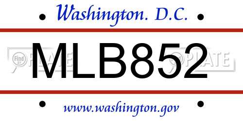 MLB852 District Of Columbia License Plate