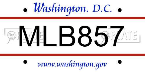 MLB857 District Of Columbia License Plate
