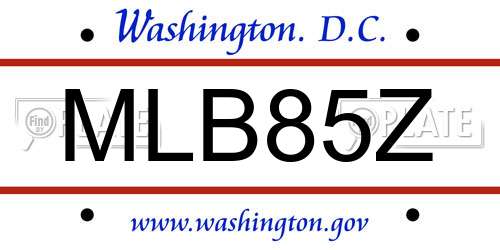 MLB85Z District Of Columbia License Plate