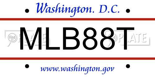 MLB88T District Of Columbia License Plate