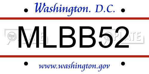MLBB52 District Of Columbia License Plate