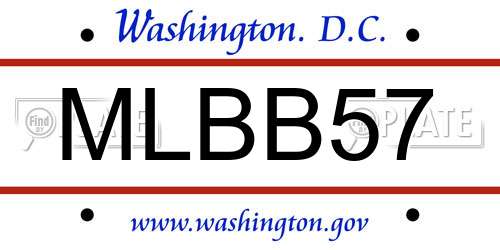 MLBB57 District Of Columbia License Plate