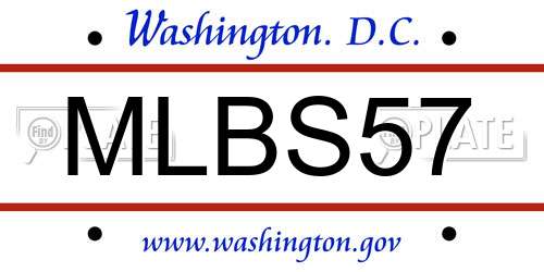 MLBS57 District Of Columbia License Plate