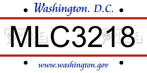 MLC3218 District Of Columbia License Plate