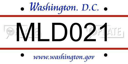 MLD021 District Of Columbia License Plate