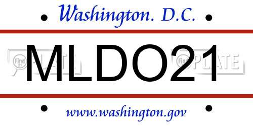 MLDO21 District Of Columbia License Plate