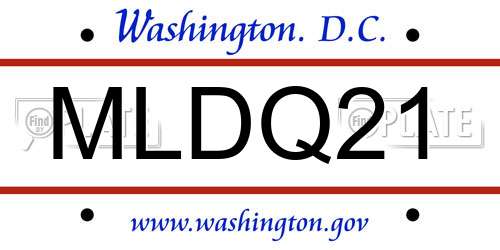 MLDQ21 District Of Columbia License Plate