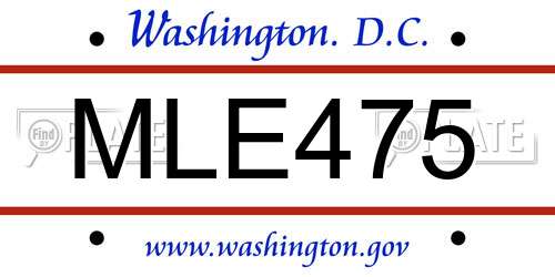 MLE475 District Of Columbia License Plate