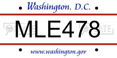 MLE478 District Of Columbia License Plate