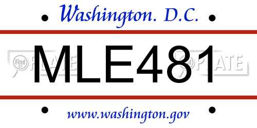 MLE481 District Of Columbia License Plate