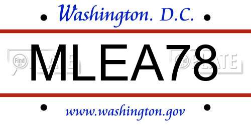 MLEA78 District Of Columbia License Plate