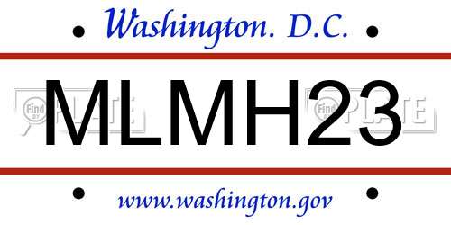 MLMH23 District Of Columbia License Plate