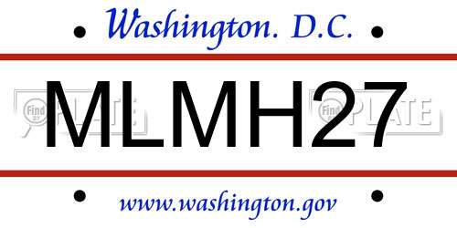 MLMH27 District Of Columbia License Plate