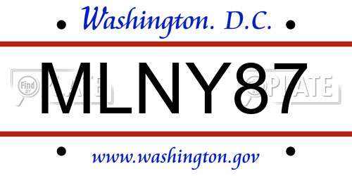 MLNY87 District Of Columbia License Plate