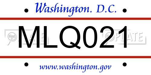 MLQ021 District Of Columbia License Plate