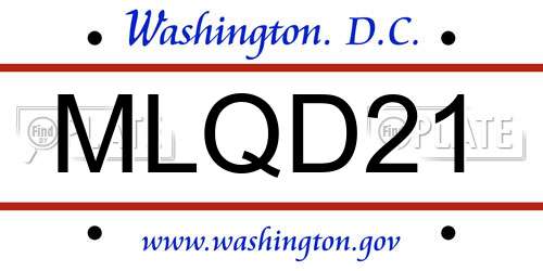 MLQD21 District Of Columbia License Plate