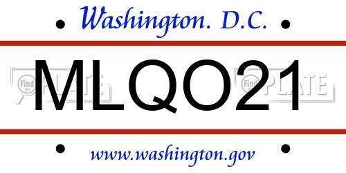 MLQO21 District Of Columbia License Plate