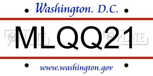 MLQQ21 District Of Columbia License Plate