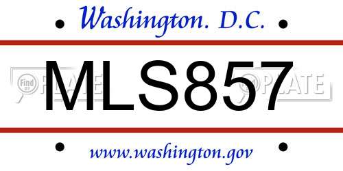 MLS857 District Of Columbia License Plate