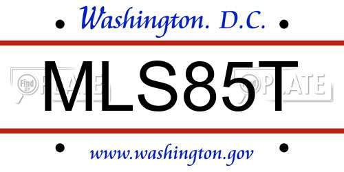 MLS85T District Of Columbia License Plate