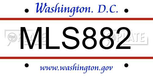 MLS882 District Of Columbia License Plate