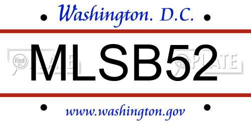 MLSB52 District Of Columbia License Plate