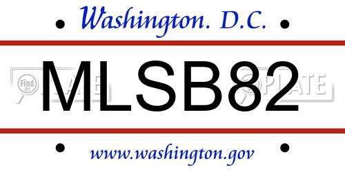MLSB82 District Of Columbia License Plate