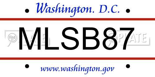 MLSB87 District Of Columbia License Plate