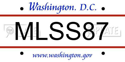 MLSS87 District Of Columbia License Plate