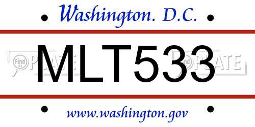 MLT533 District Of Columbia License Plate