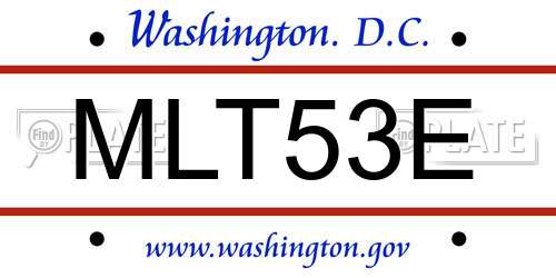 MLT53E District Of Columbia License Plate