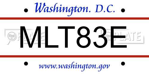 MLT83E District Of Columbia License Plate