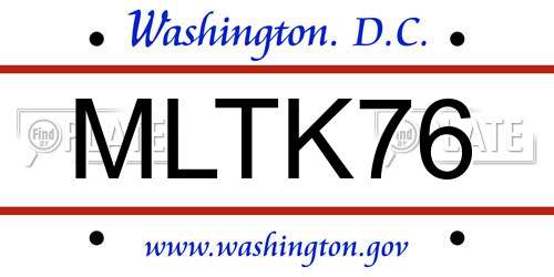 MLTK76 District Of Columbia License Plate