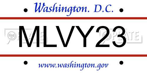 MLVY23 District Of Columbia License Plate