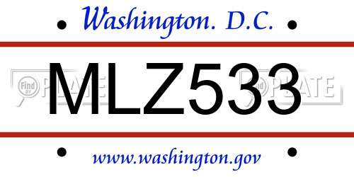 MLZ533 District Of Columbia License Plate