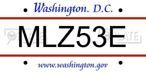 MLZ53E District Of Columbia License Plate