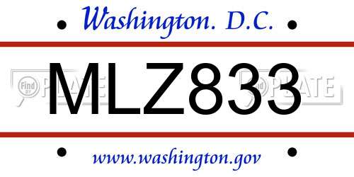 MLZ833 District Of Columbia License Plate