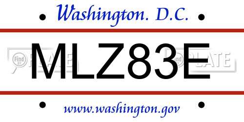 MLZ83E District Of Columbia License Plate